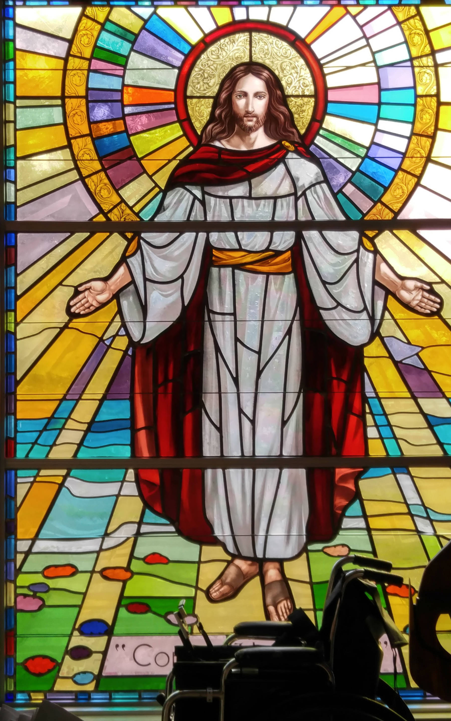 Jesus Stained Glass Catholic Church Fundal
