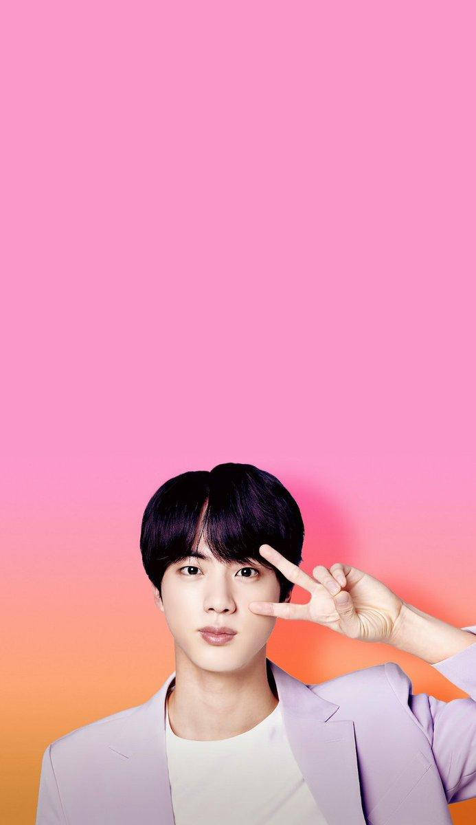 Jin BTS drăguț cu gradient roz și portocaliu Fundal