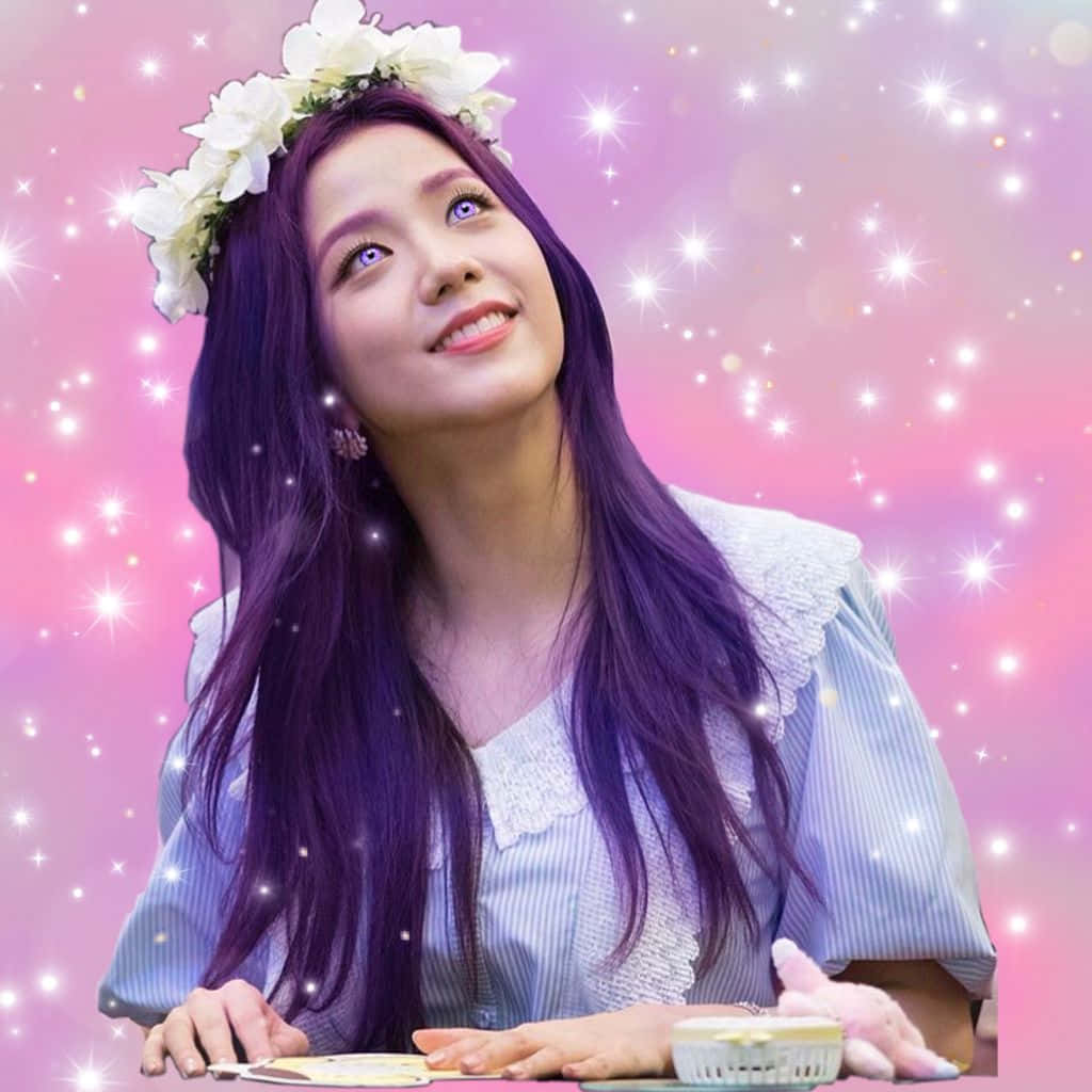 Jisoo Blackpink Ochi și Păr Mov Fundal