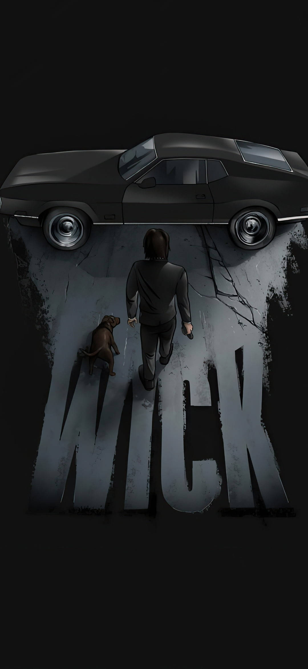 John Wick negru AMOLED Fundal