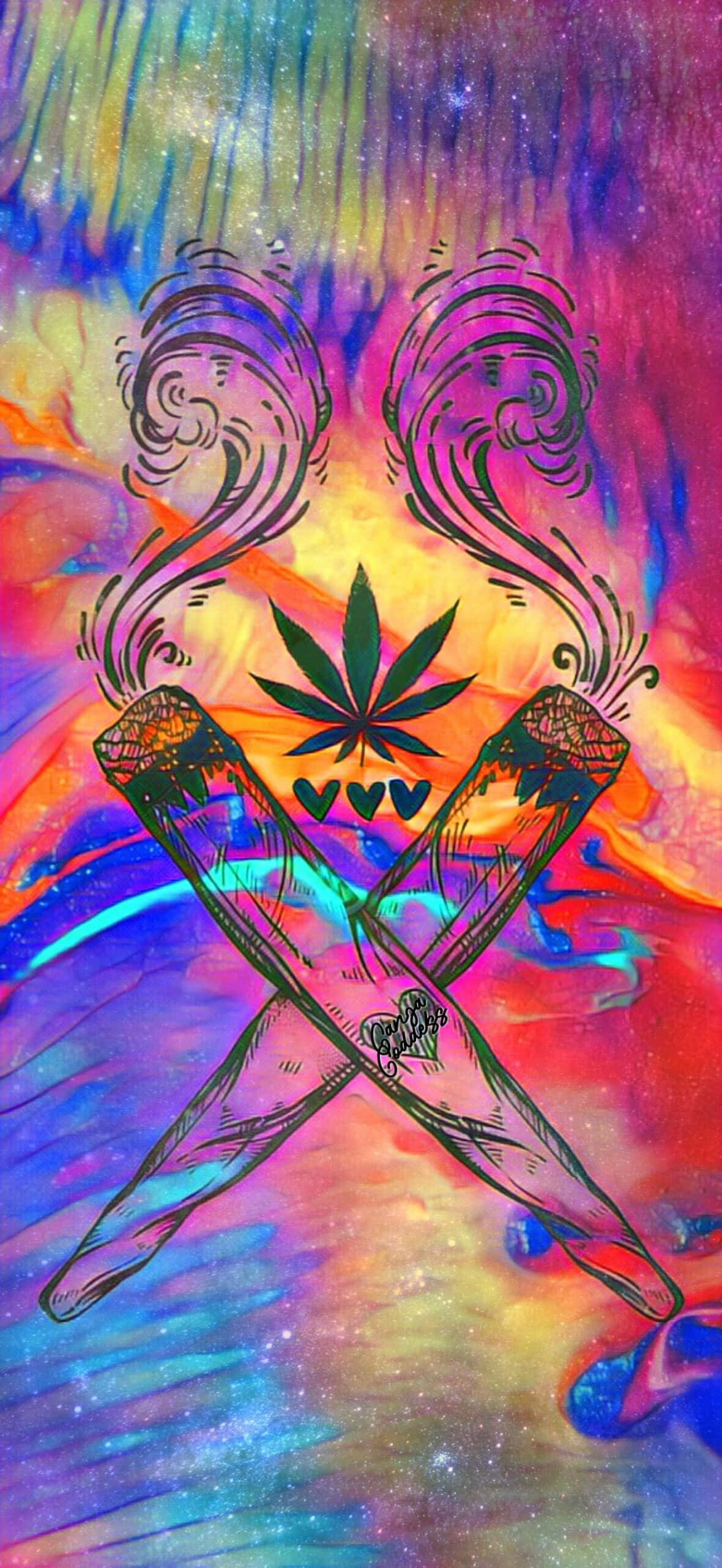 Joint de marijuana colorat pe un fundal întunecat Fundal