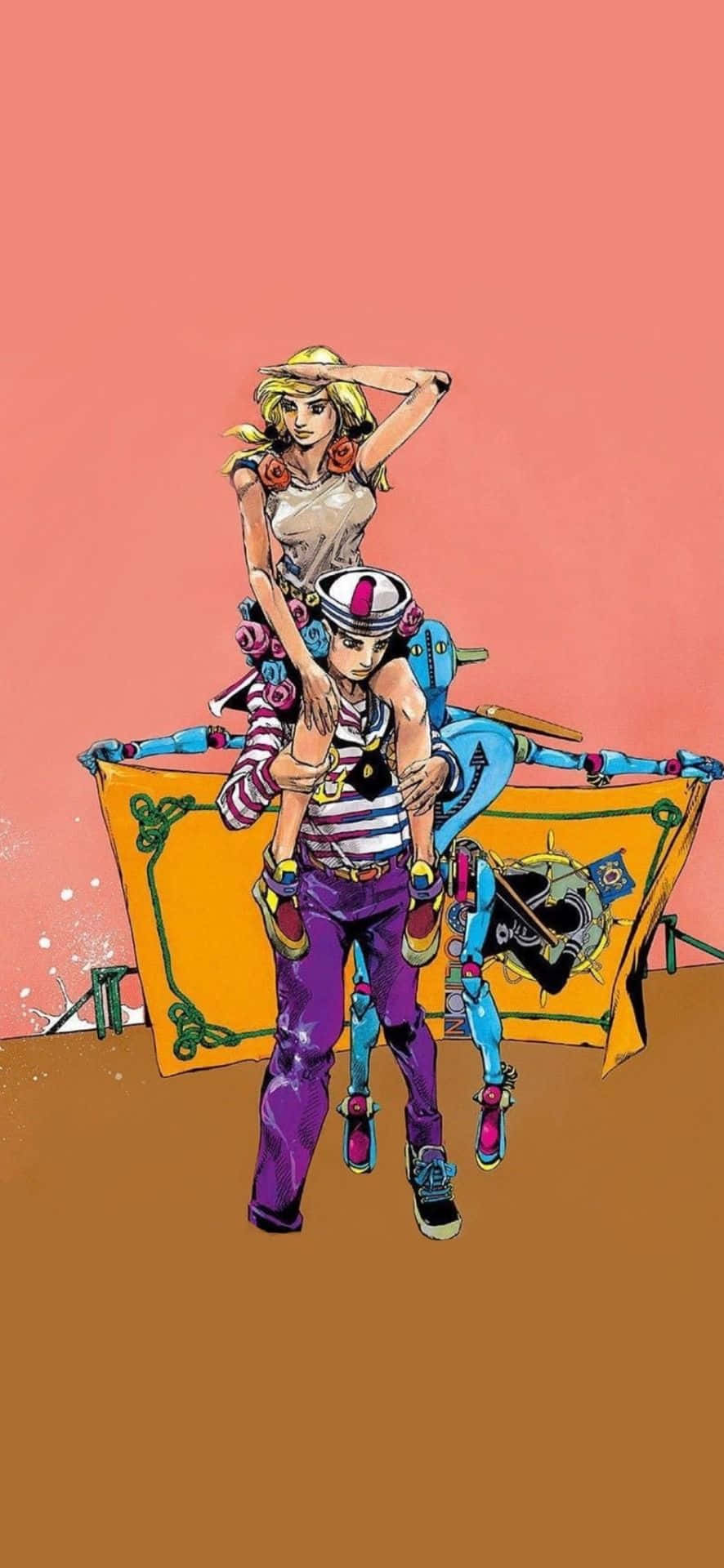 JoJo's Bizarre Adventure iPhone Josuke și Yasuho Fundal