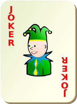 Joker de desene animate pe o carte de joc Fundal