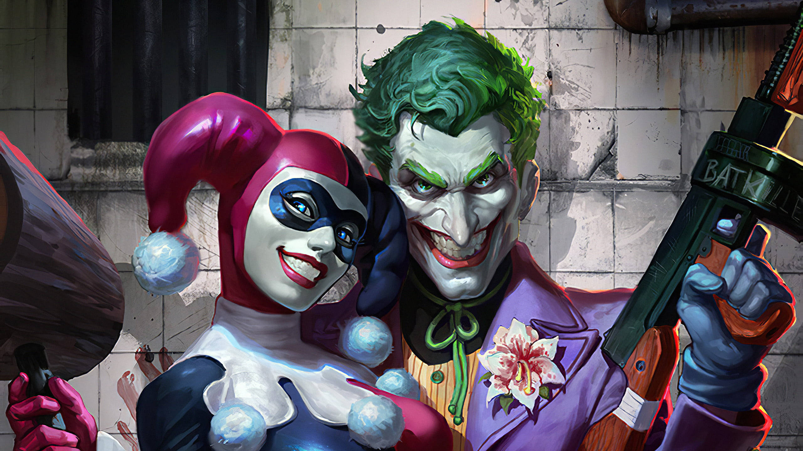Joker și Harley Quinn cu arme Fundal