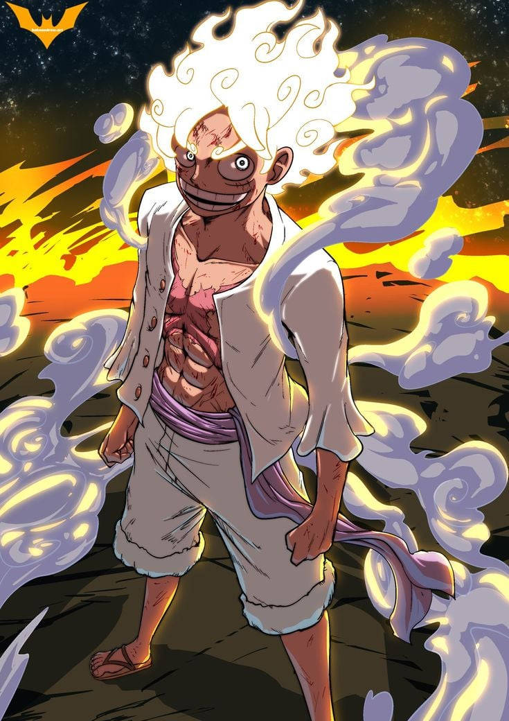 Joy Boy Luffy cu părul în flăcări Fundal