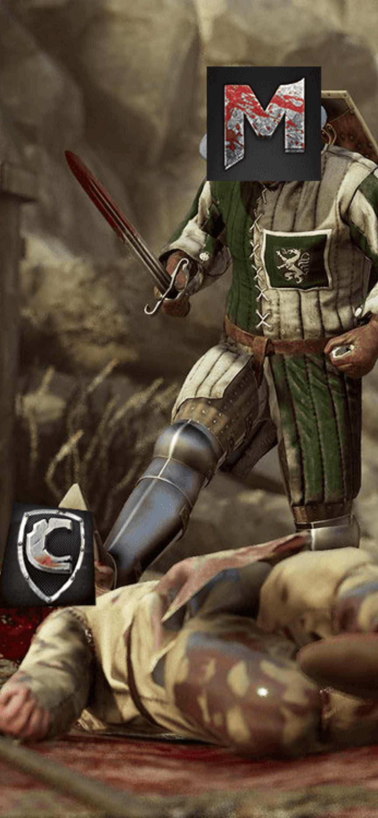 Joacă bătăliile multiplayer intense din Mordhau pe inovatorul iPhone Xs Max Fundal