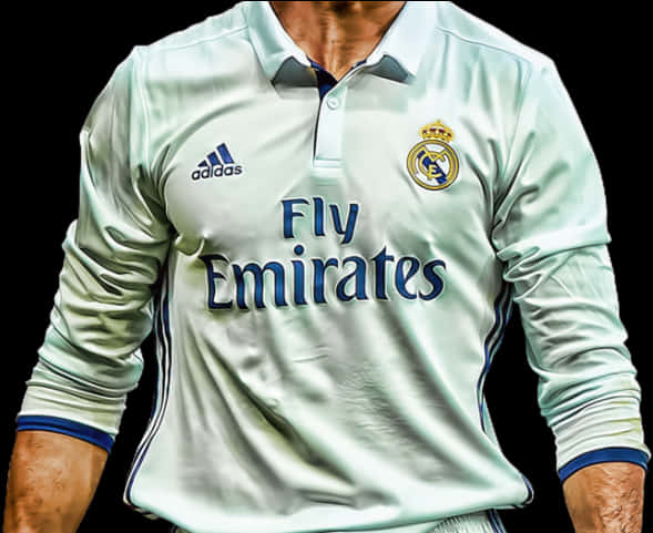 Jucător Real Madrid în Echipament Alb Fundal