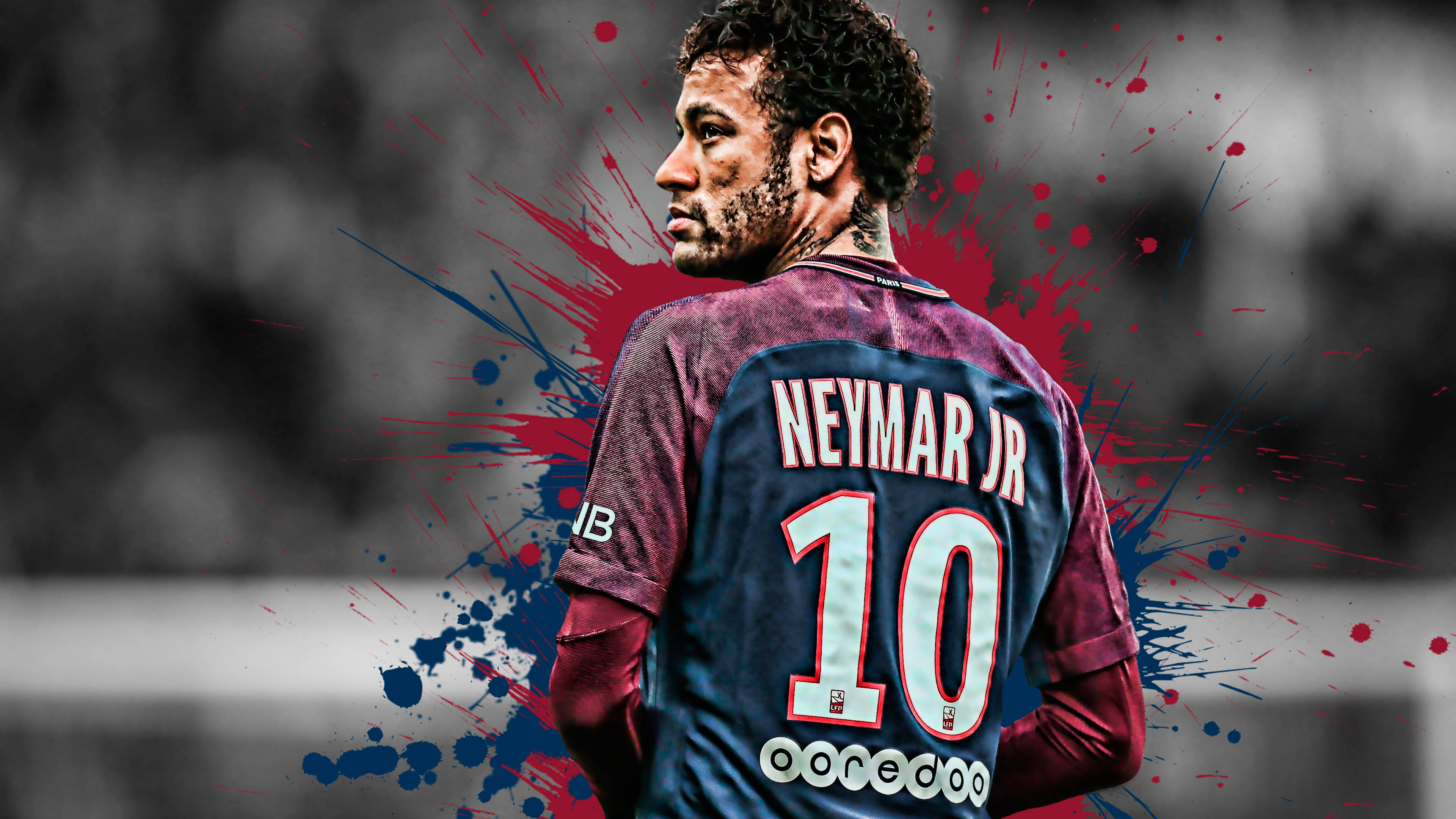Jucători de fotbal Neymar vedere din spate Fundal