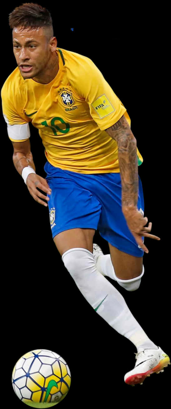 Jucătorul de fotbal brazilian Neymar driblând Fundal