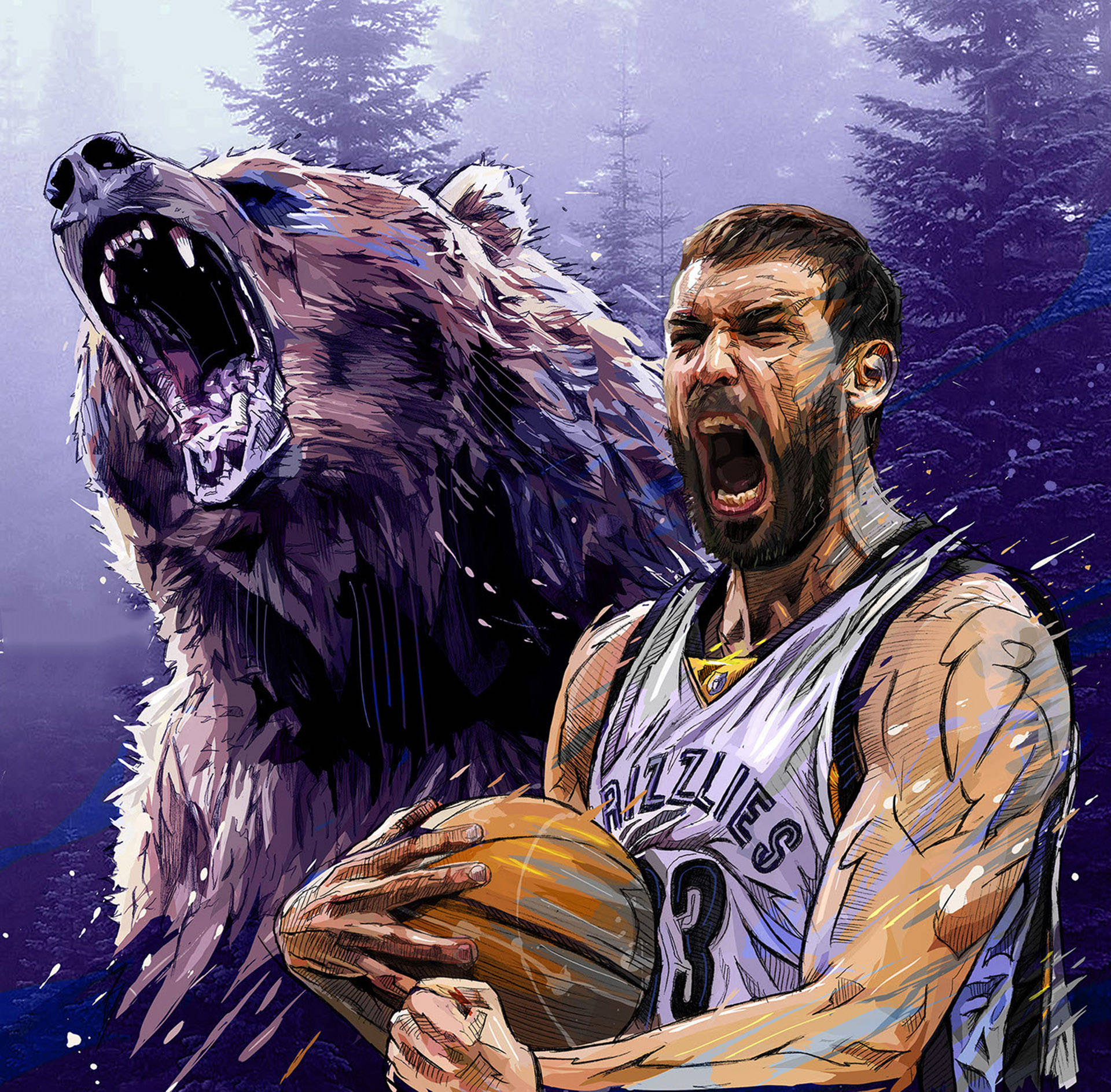Jucătorul Profesionist de Baschet Marc Gasol în Acțiune Fundal