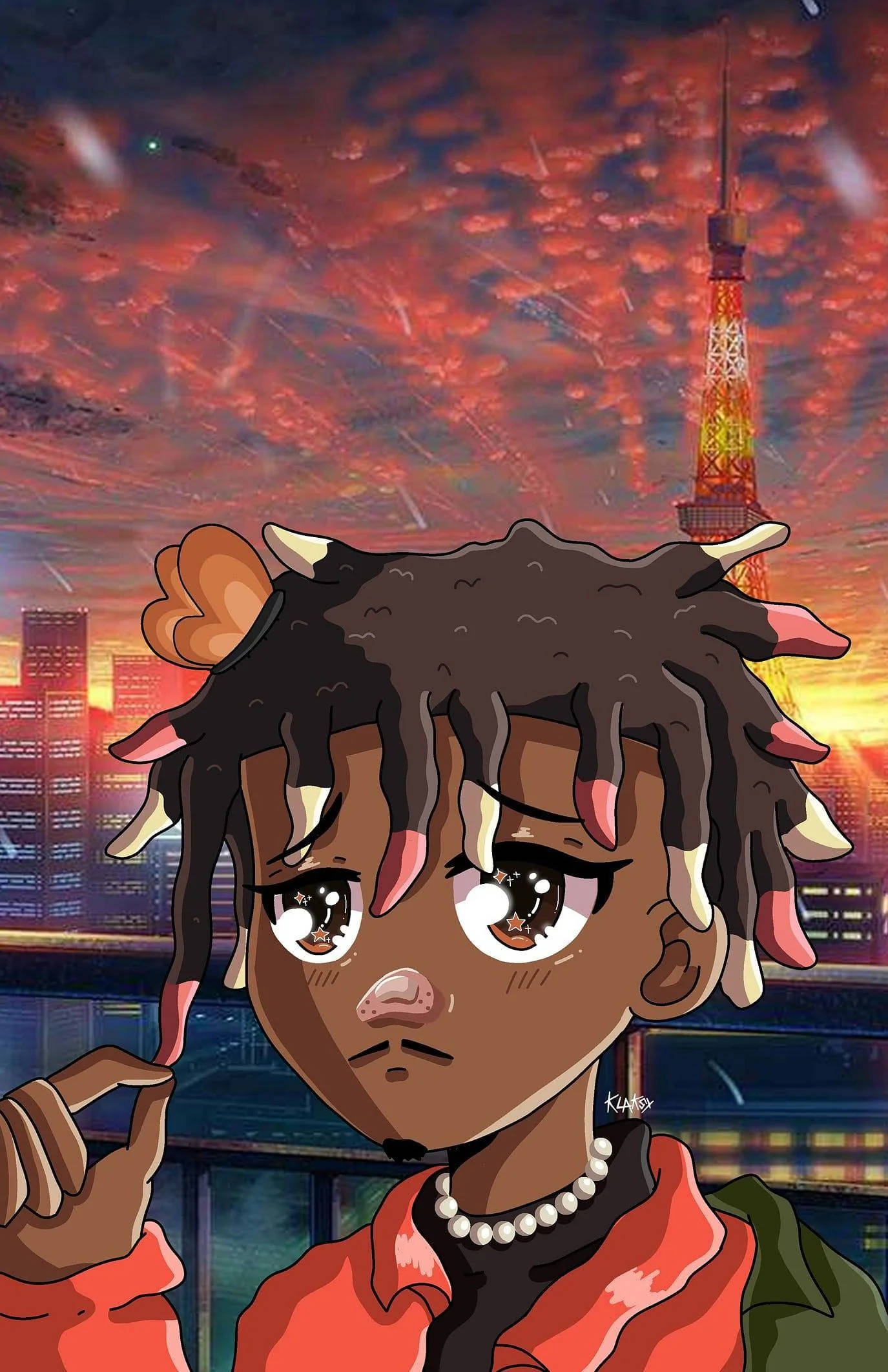 Juice Wrld anime cu cer de apus Fundal