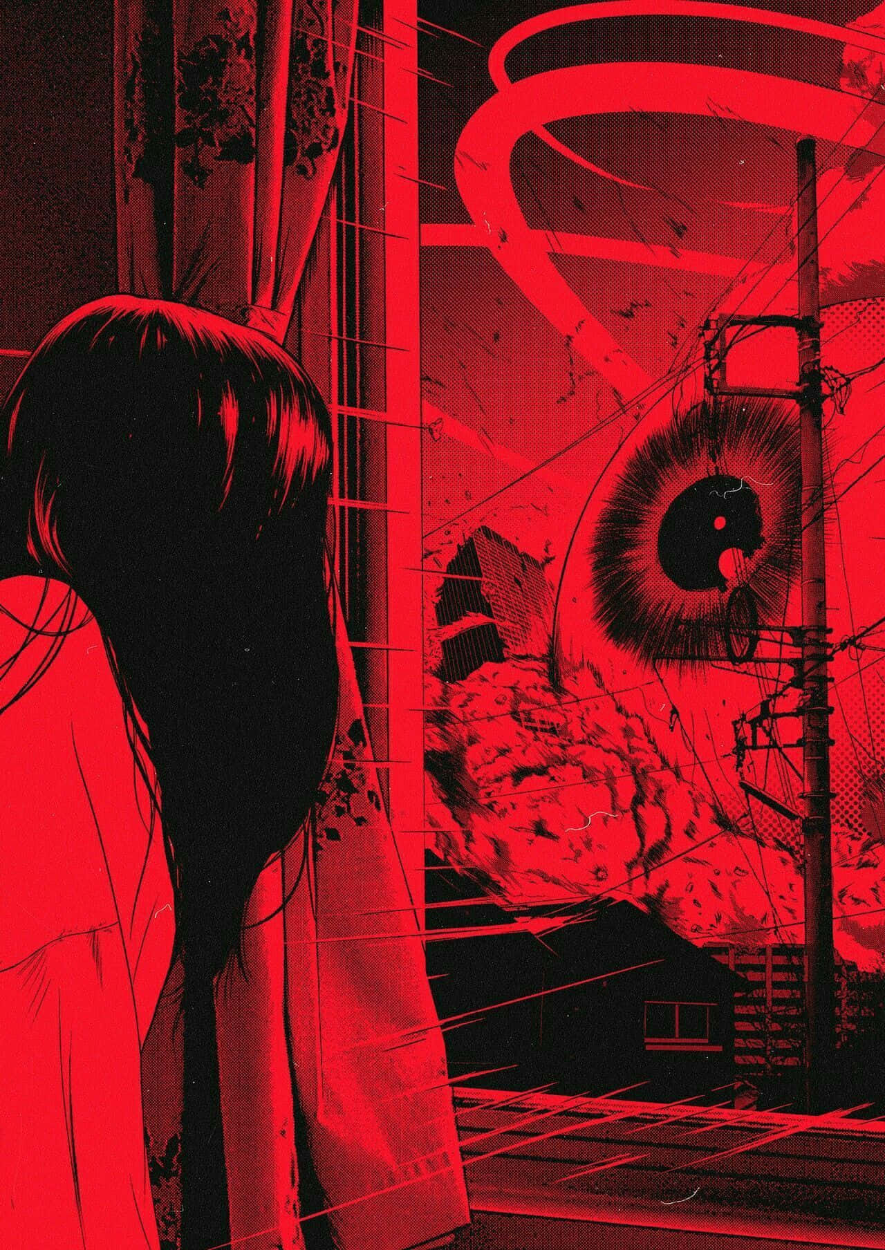 Junji Ito Roșu Anime Estetic Fundal
