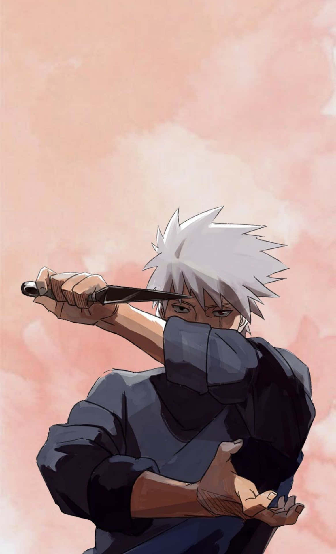 Kakashi Drăguț Cu Un Cuțit Kunai Fundal