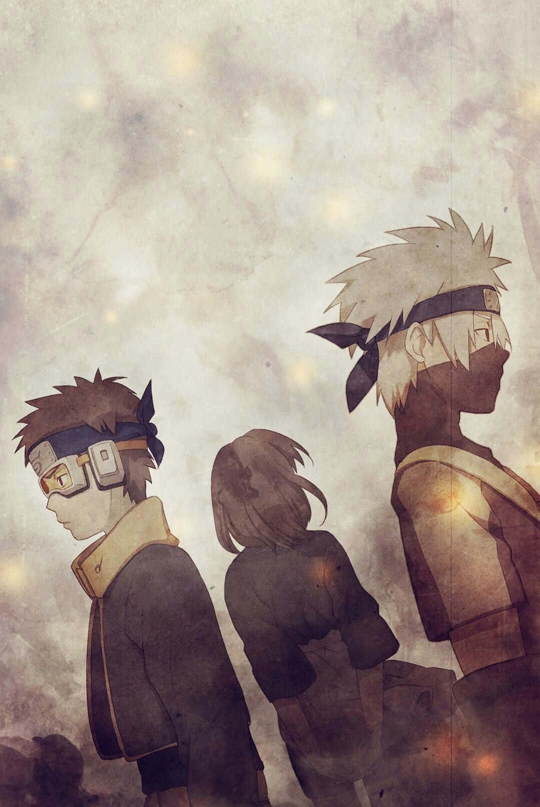 Kakashi și Obito cu Rin Fundal