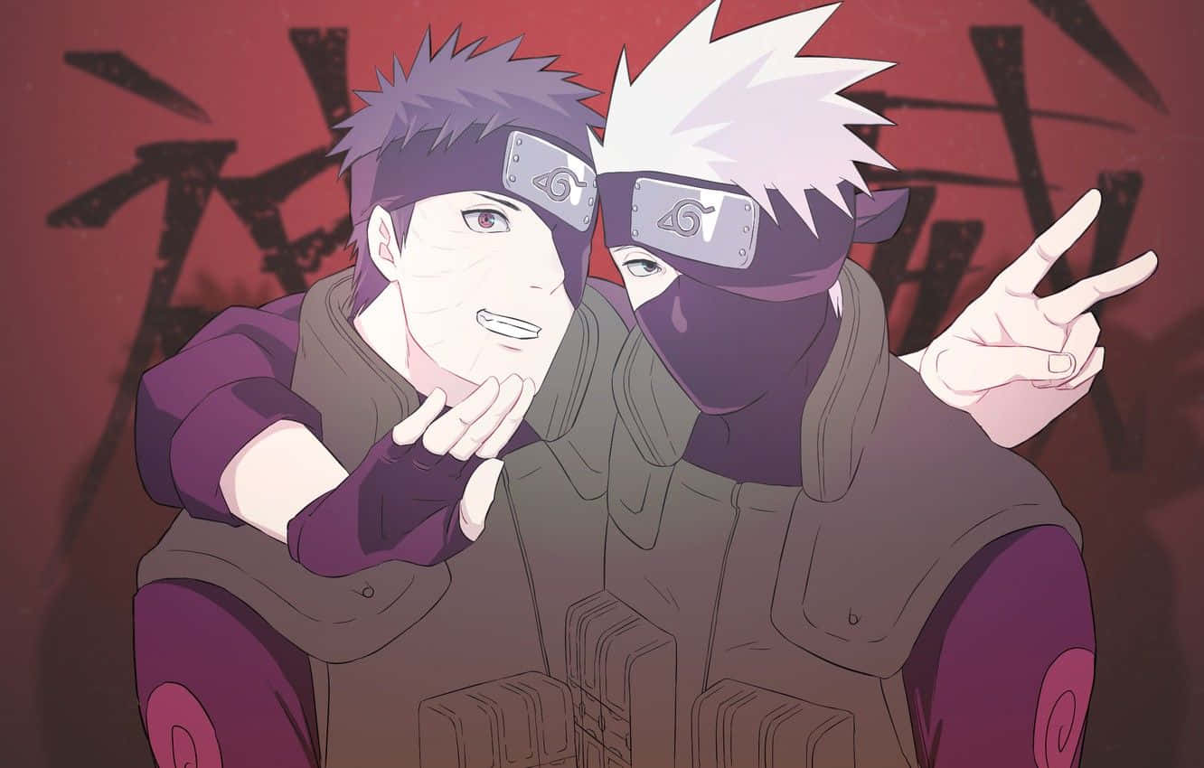 Kakashi și Obito în joacă Fundal