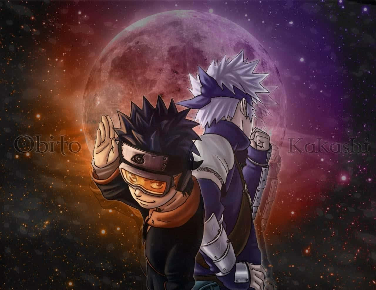Kakashi și Obito în stil cosmic Fundal