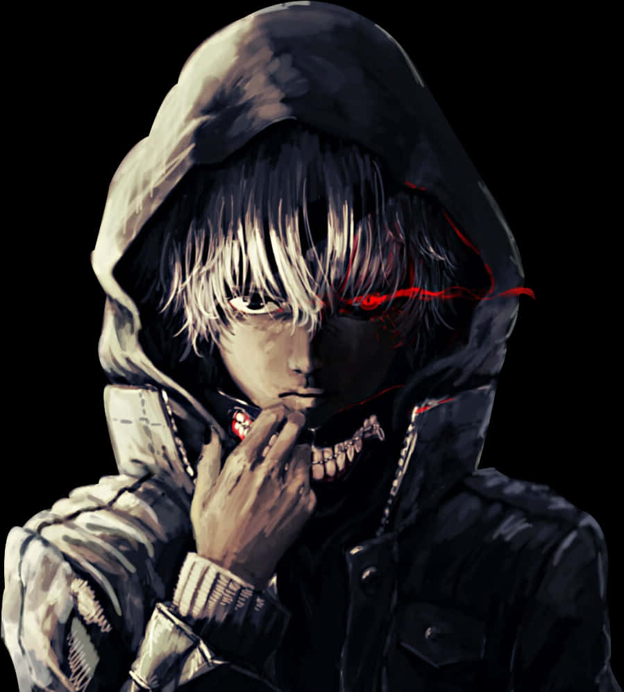 Kaneki Ken cu Glugă Ghoul Artwork Fundal