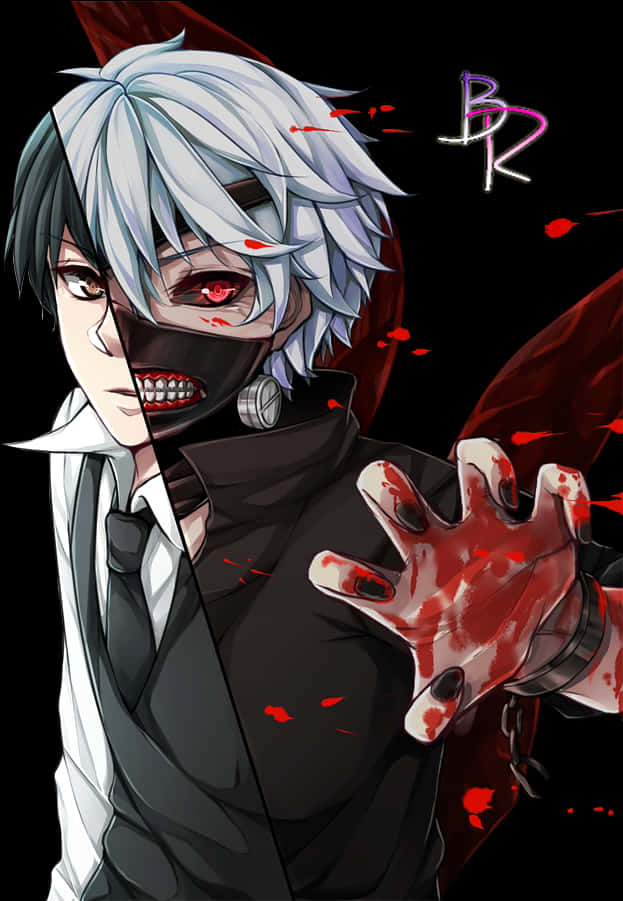 Kaneki Ken transformat, artwork anime Fundal