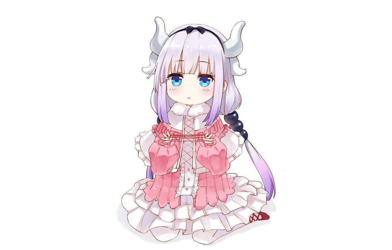 Kanna Kobayashi îngenuncheată din anime kawaii Fundal