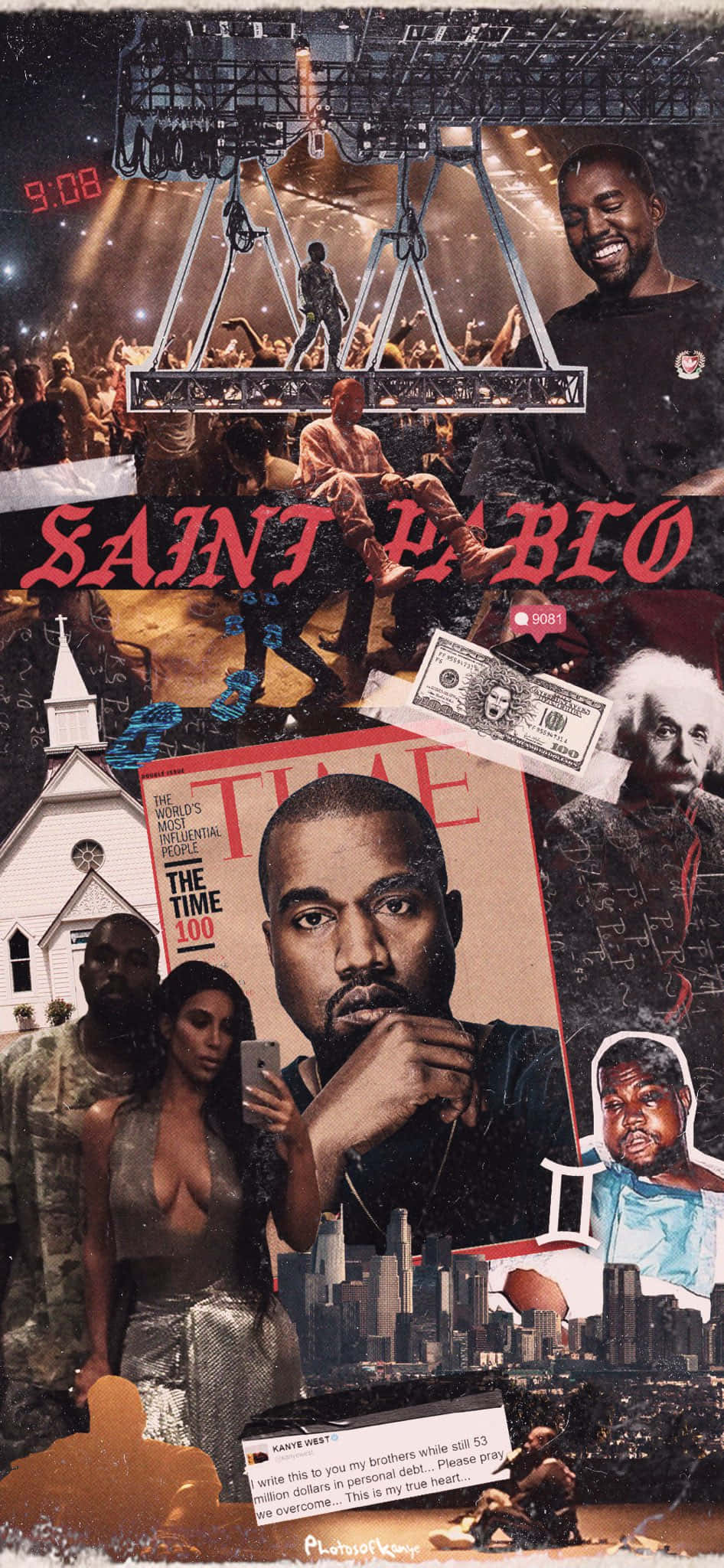 Kanye West la petrecerea de ascultare a albumului The Life of Pablo Fundal