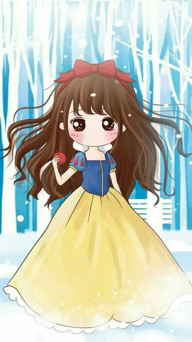 Kawaii Cute Girly Albă ca Zăpada Fundal