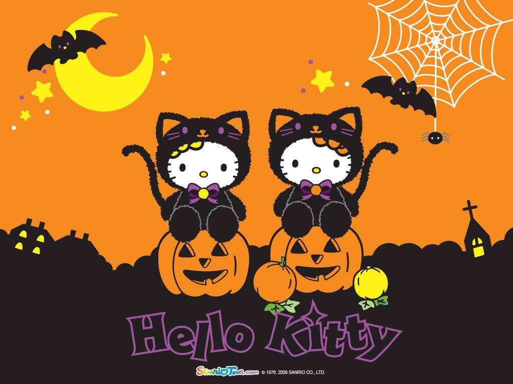 Kawaii Halloween Două Hello Kitty Fundal
