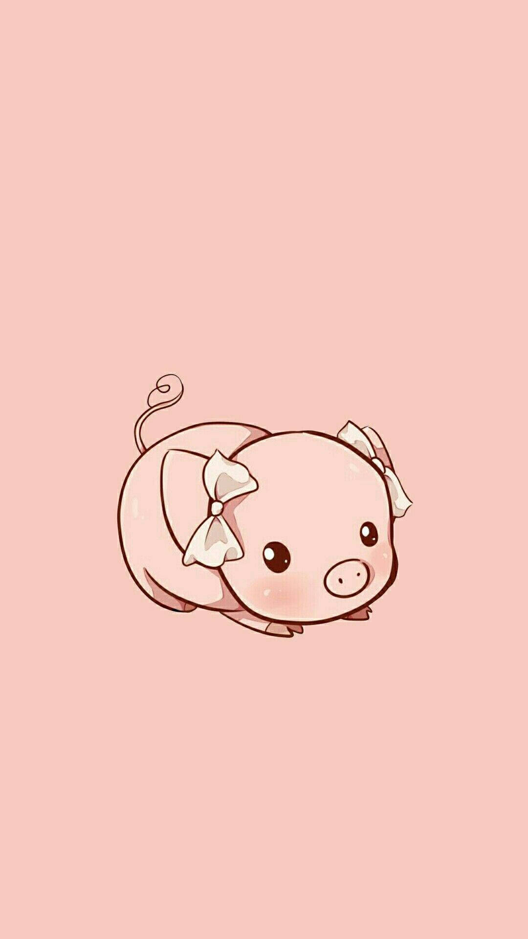 Kawaii HD Pig Roz Fundal