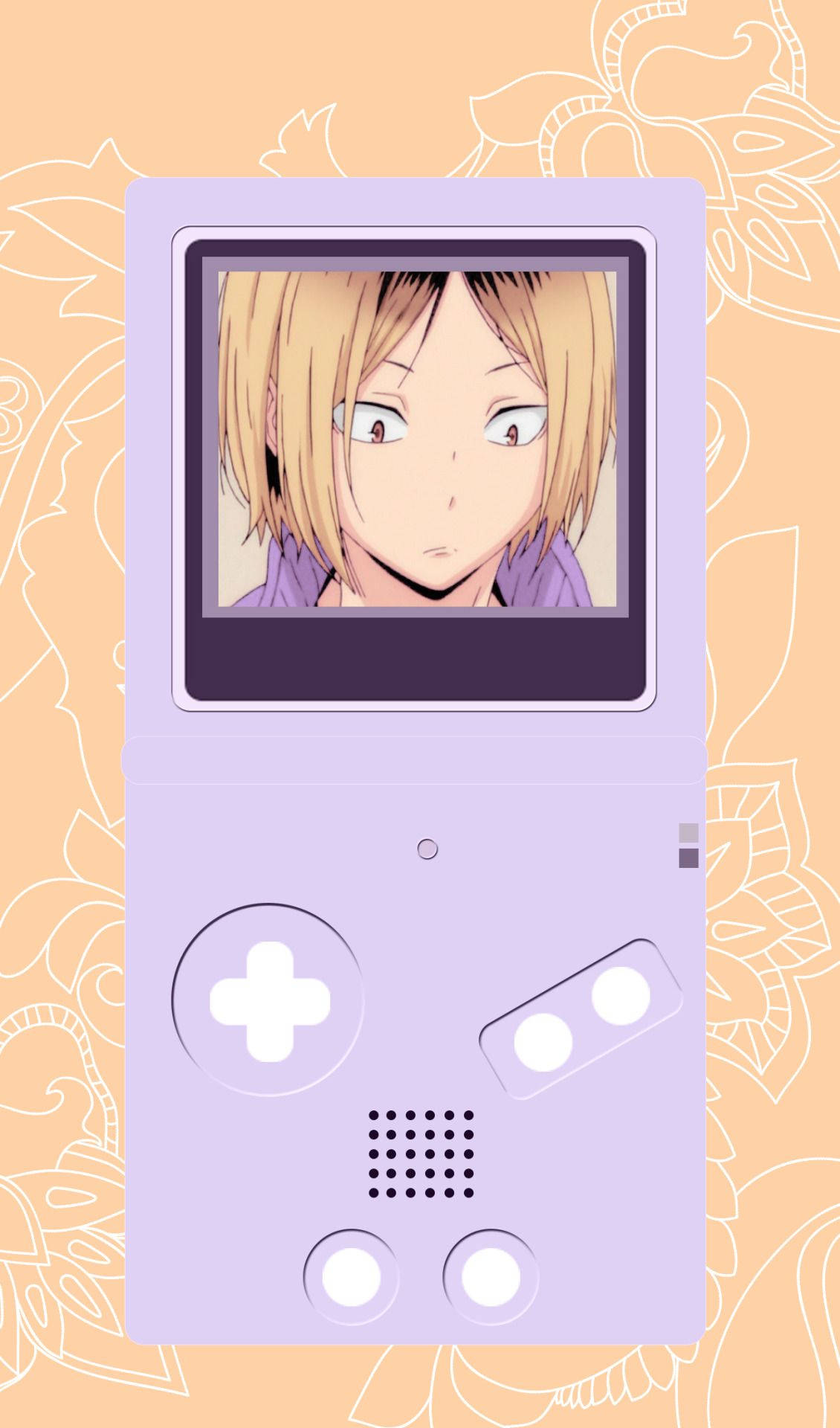 Kenma într-un Gameboy mov Fundal