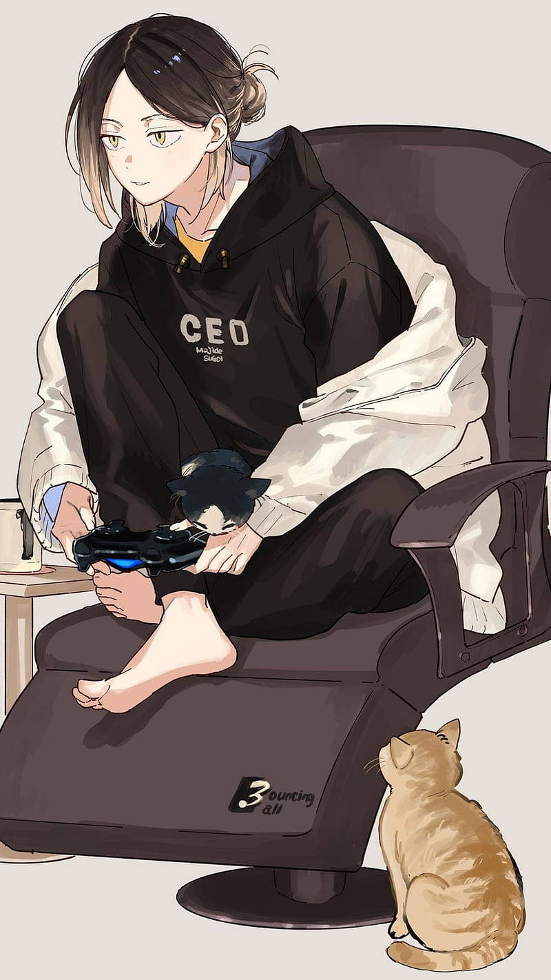 Kenma jucându-se la console Fundal