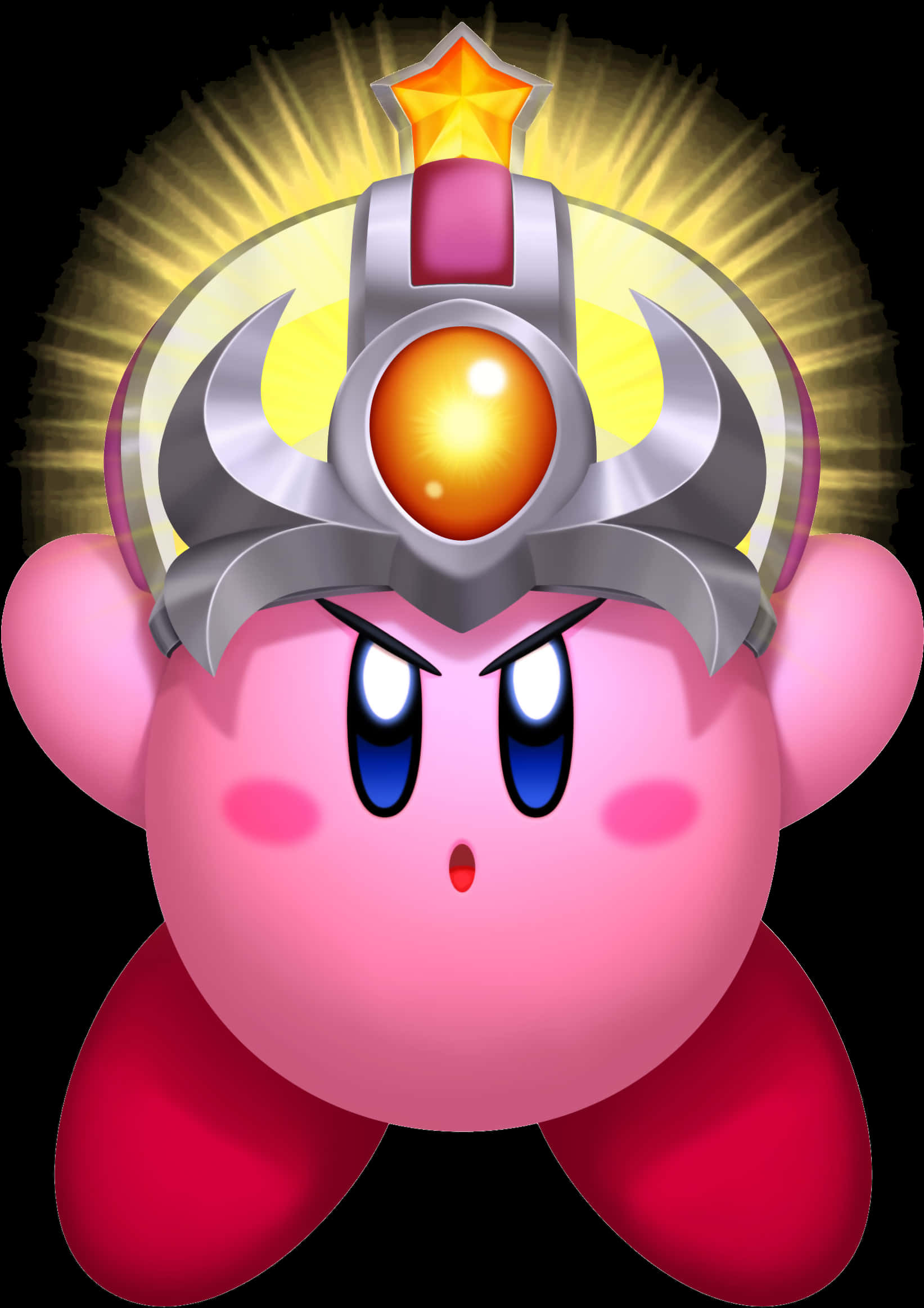 Kirby cu casca și bagheta cu stea Fundal