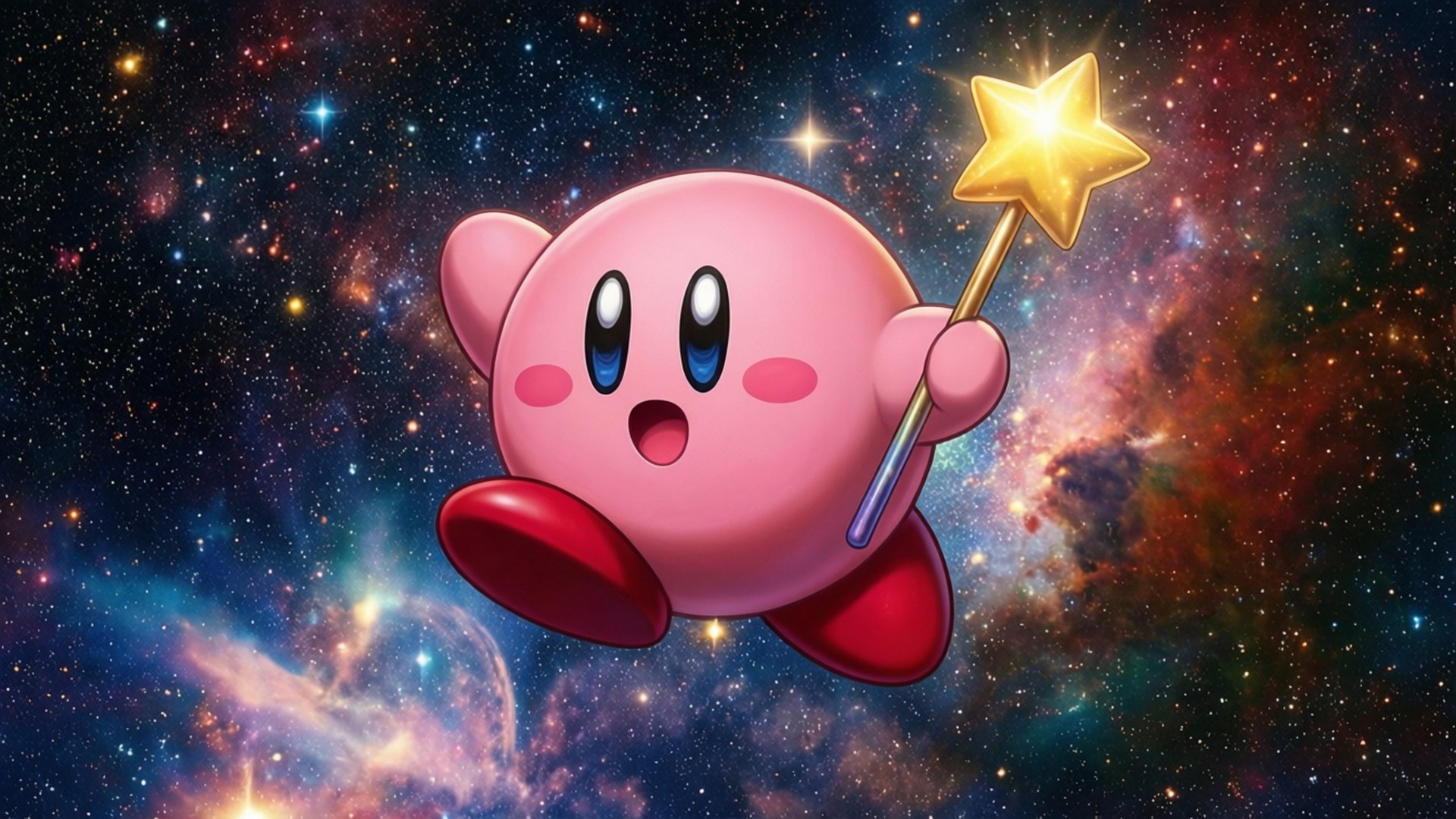 Kirby Zburând printre Stele Fundal