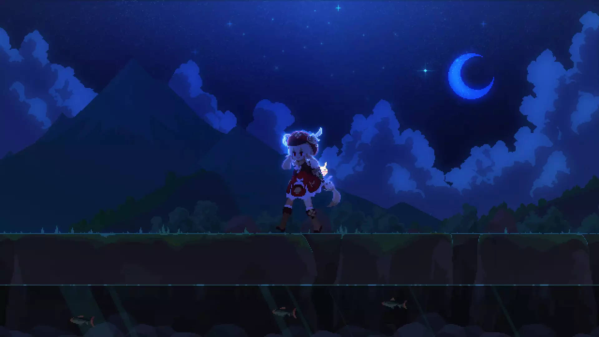 Klee Pixel Art Genshin Impact Fundal
