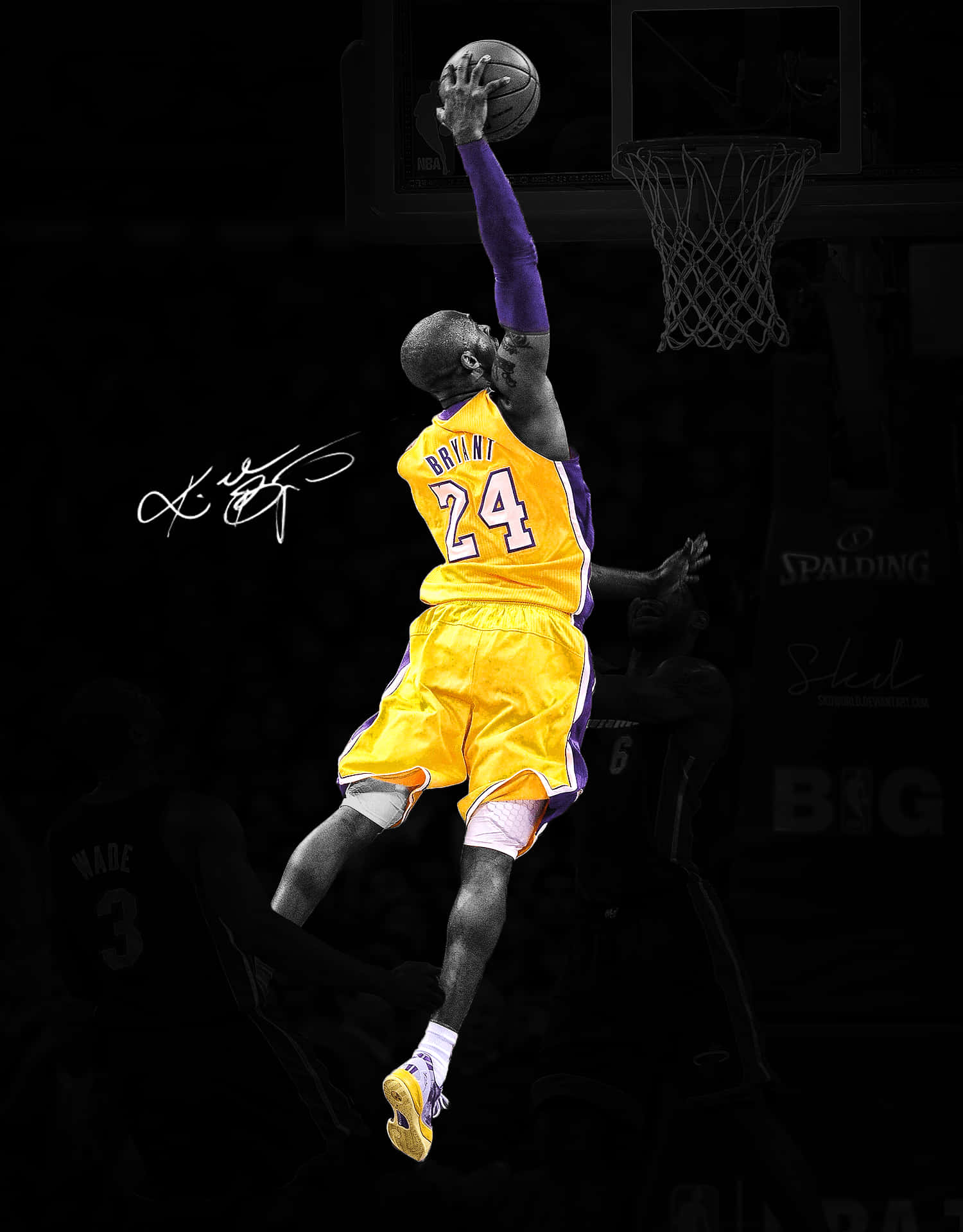Kobe Bryant cu un aruncare la coș de semnătură Fundal