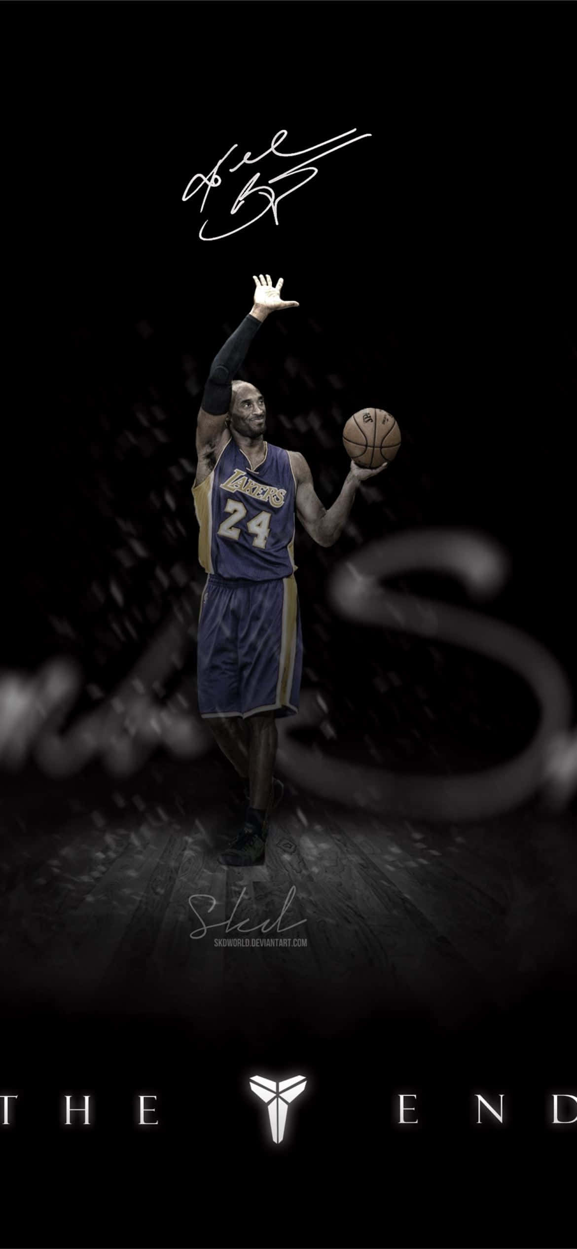 Kobe Bryant driblând mingea în timpul unui meci Fundal