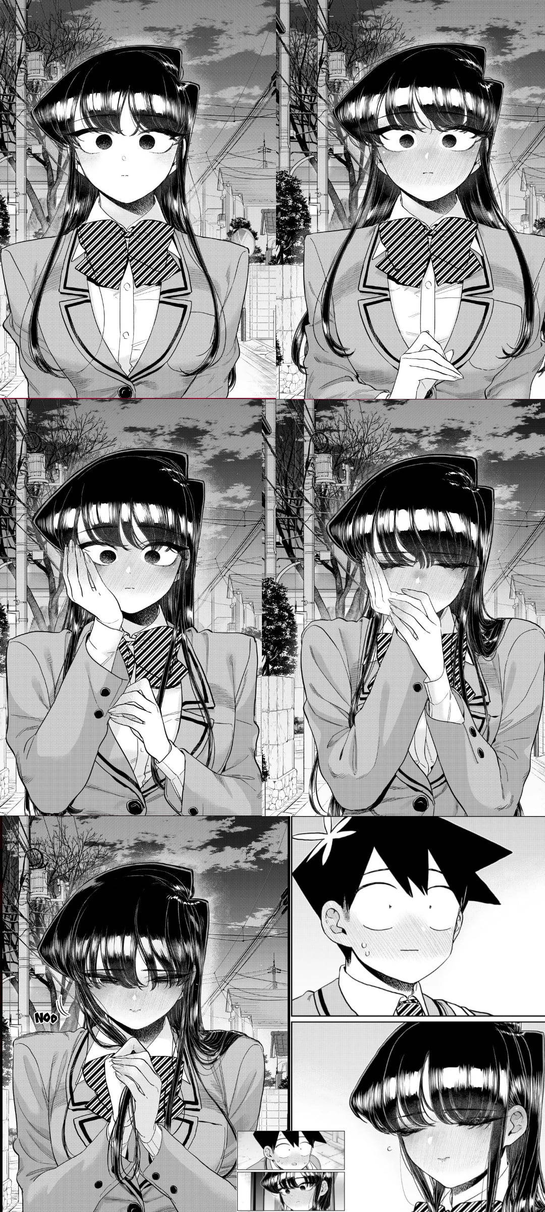 Komi San Panou Manga Japonez în Tonuri de Gri Fundal