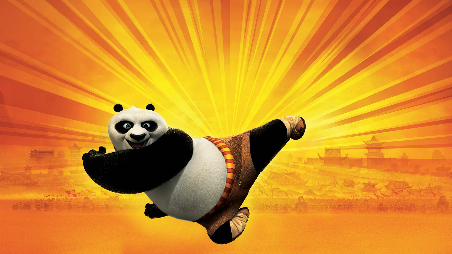 Kung Fu Panda Executând o Lovitură Puternică Fundal