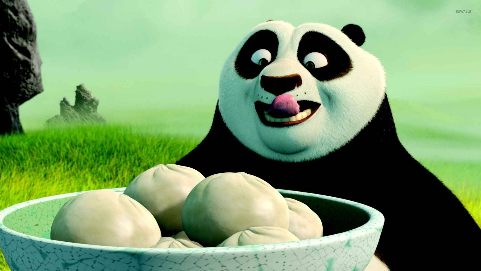 Kung Fu Panda Gata să Mănânce Chiftele de Porc Fundal