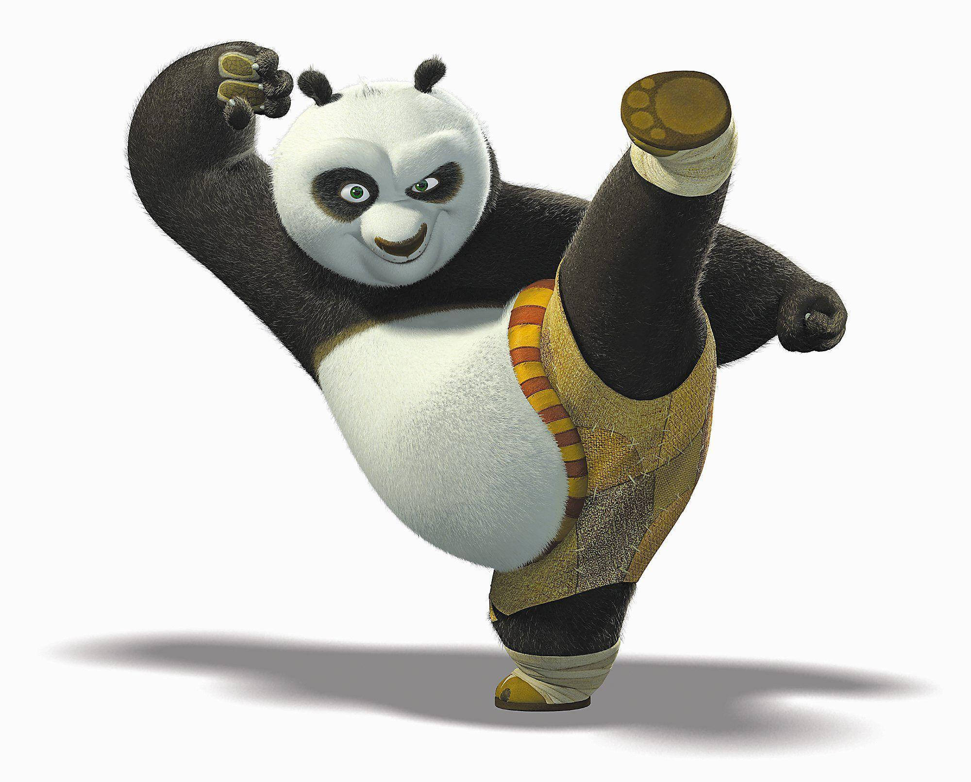 Kung Fu Panda lovind cu fundal alb Fundal