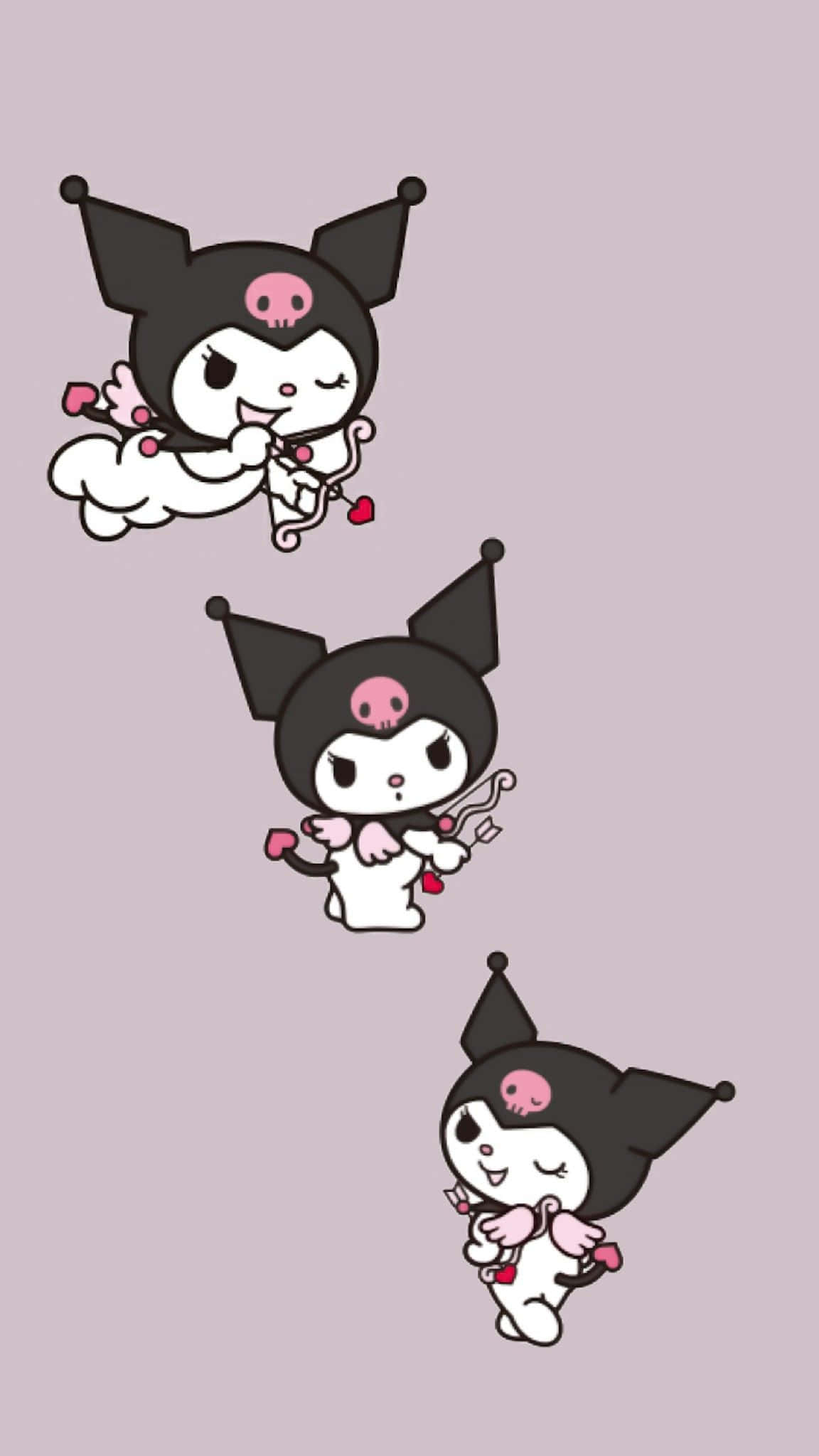 Kuromi iPhone pe Gri Simplu Fundal