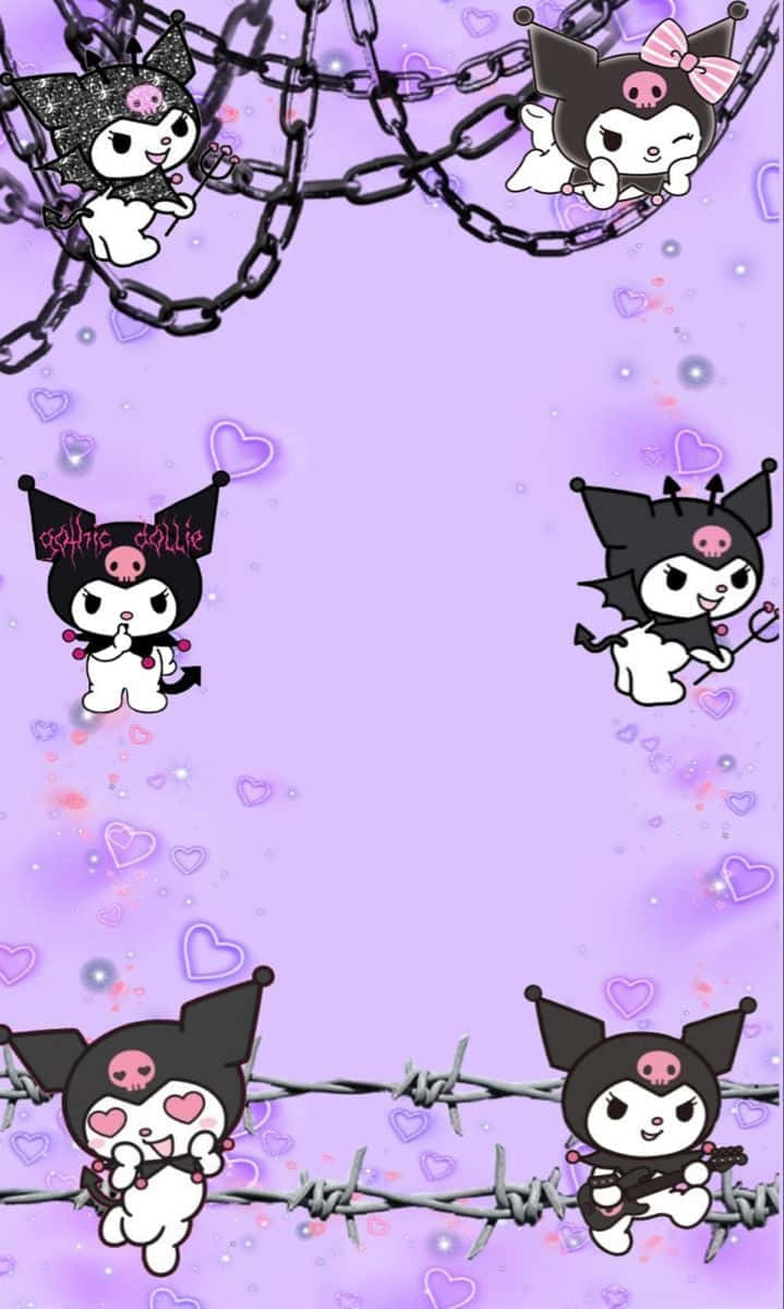 Kuromi iPhone Violet Estetic Lanțuri Fundal