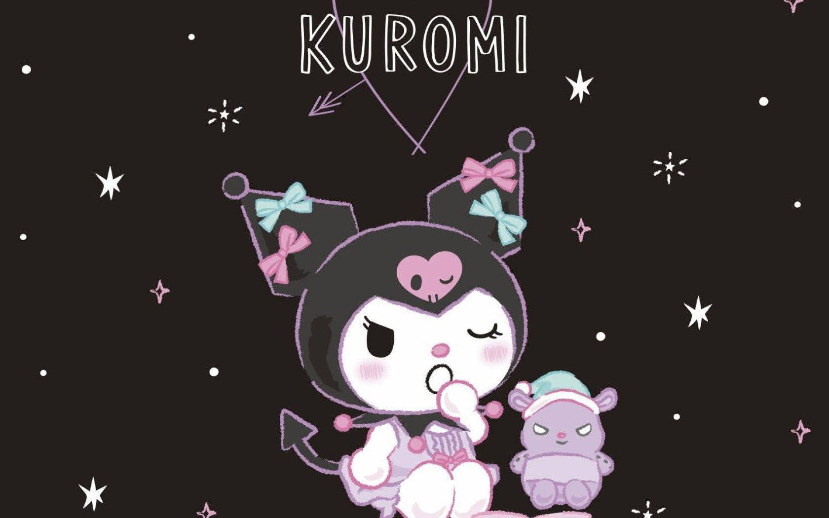 Kuromi, rivala unică a lui My Melody, într-un moment de relaxare Fundal