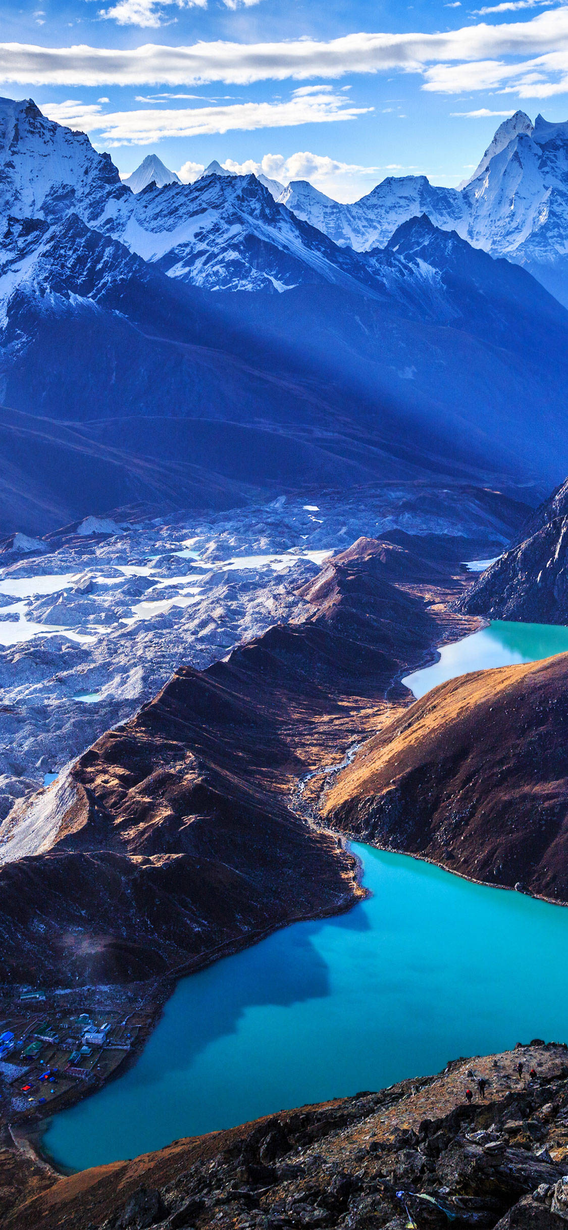 Lacul Gokyo din Nepal pentru iPhone HD Fundal