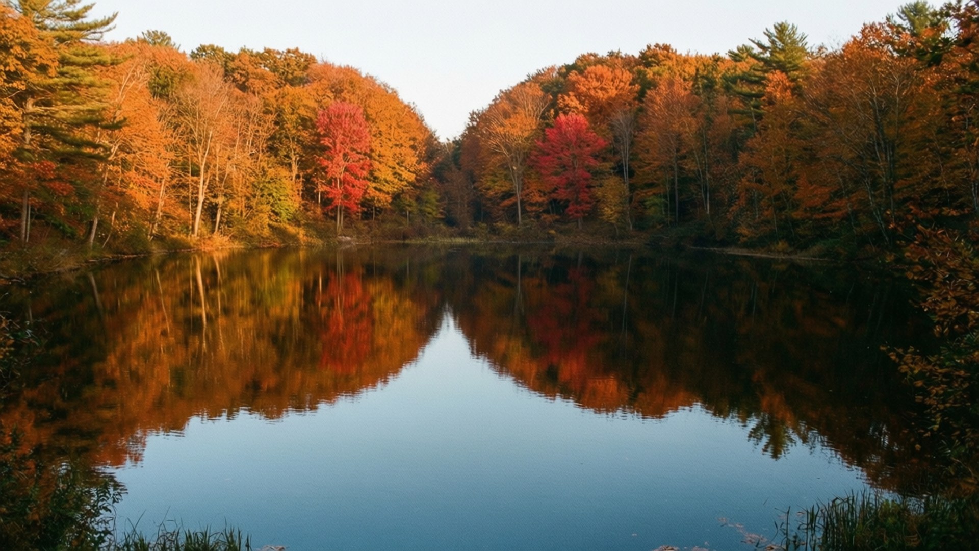 Lacul Inimii în Toamnă Fundal