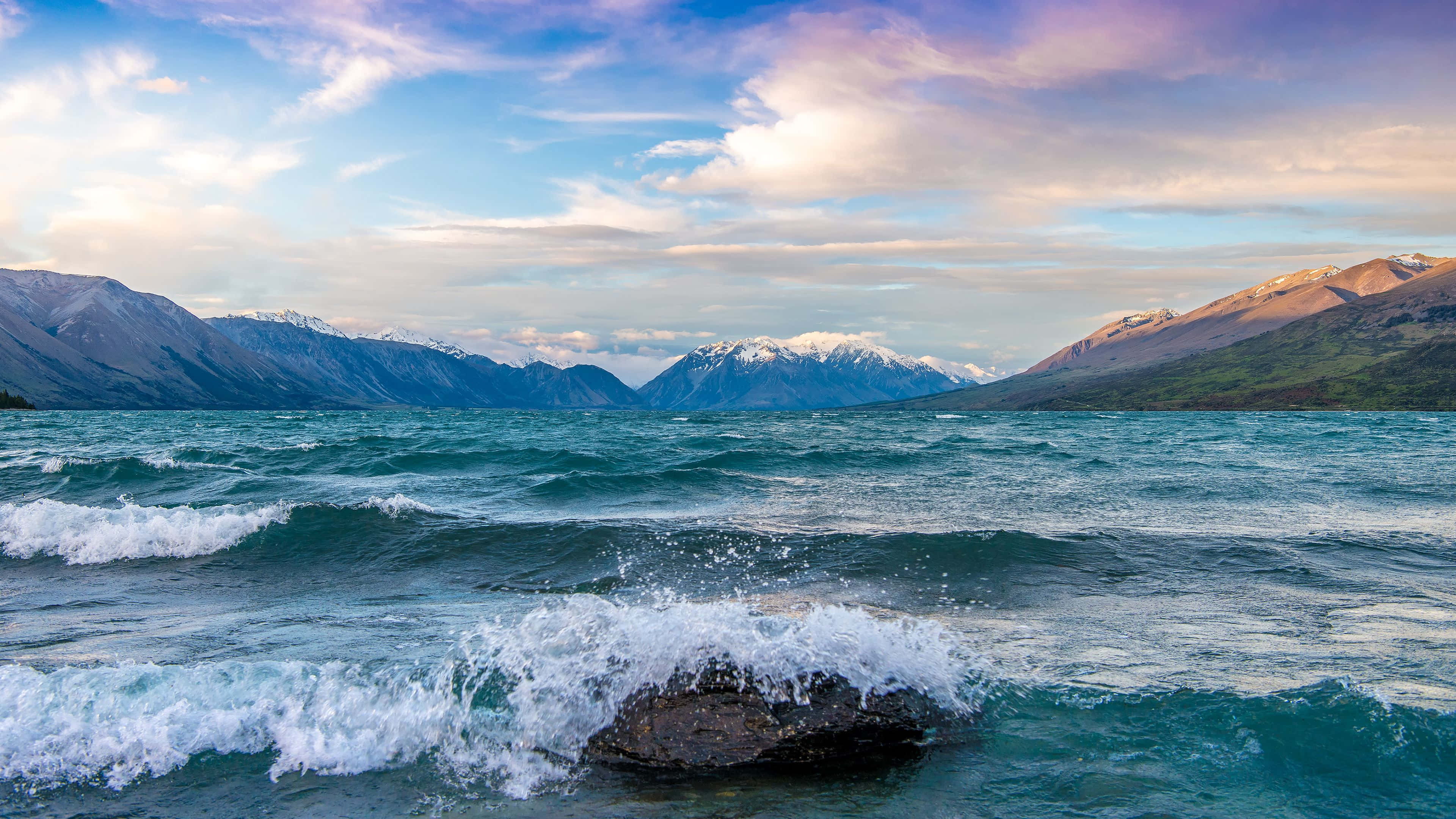 Lacul Ohau Noua Zeelandă Ocean 4K iPad Fundal