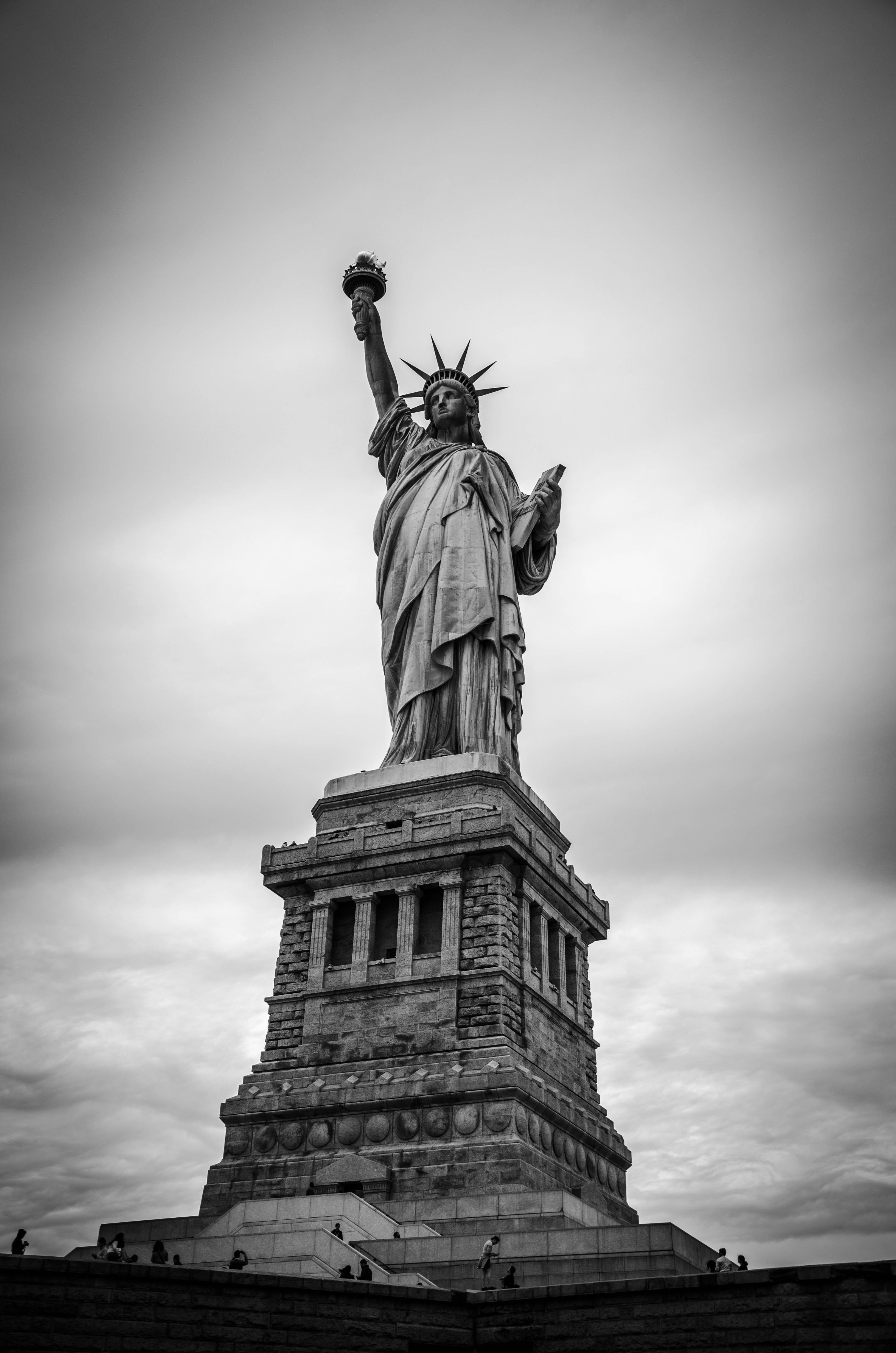 Lady Liberty New York Alb-Negru Fundal