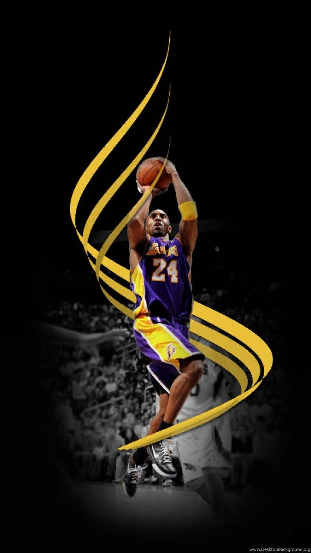 Lakers iPhone cu Kobe aruncând Fundal