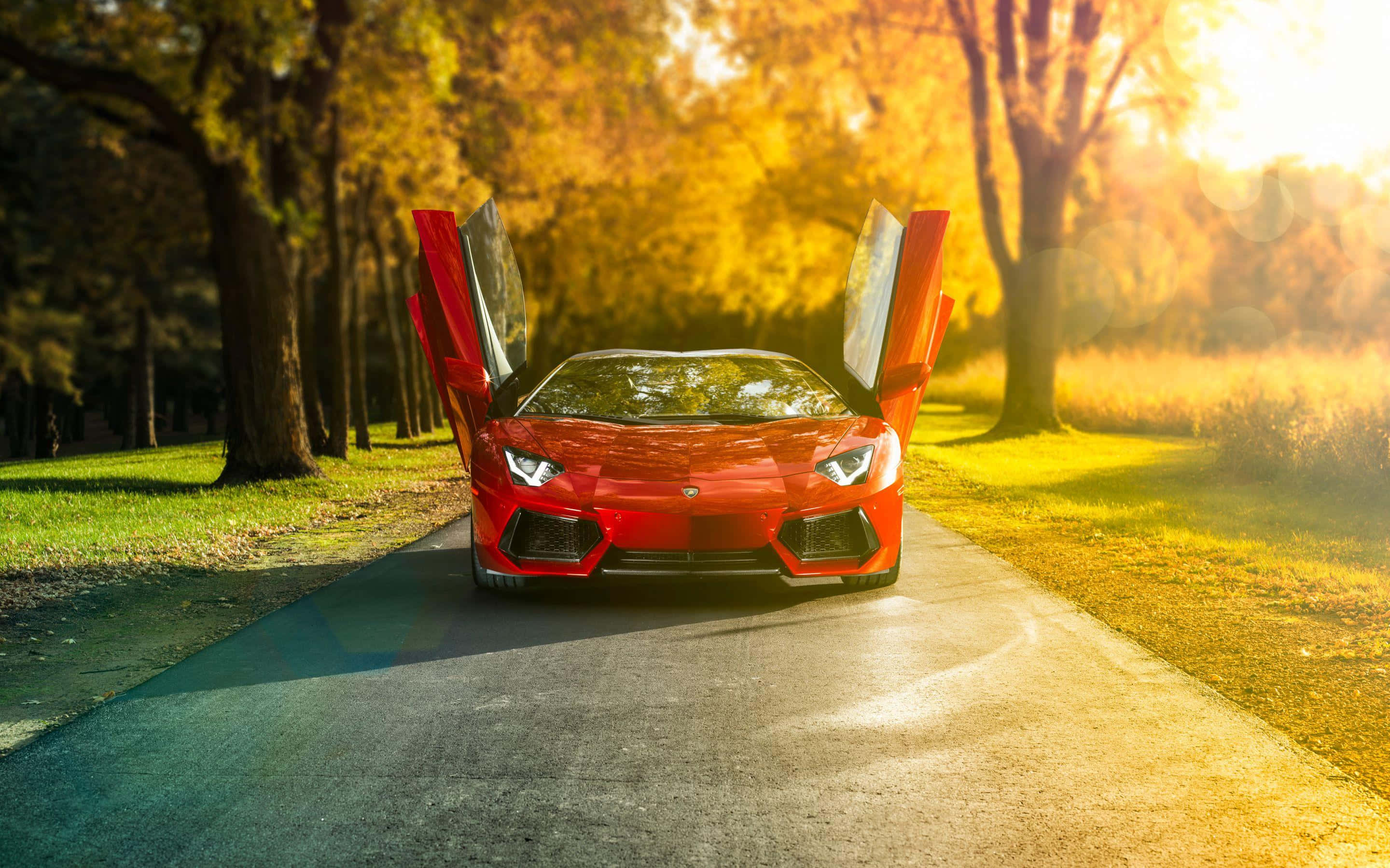 Lamborghini Aventador cu ușile deschise Fundal