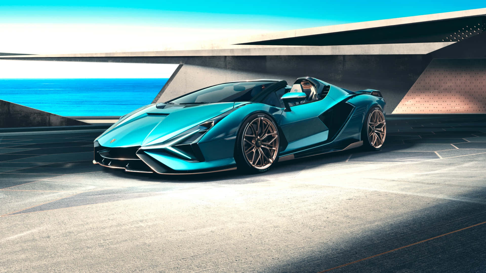 Lamborghini Huracan parcat în fața unei clădiri Fundal