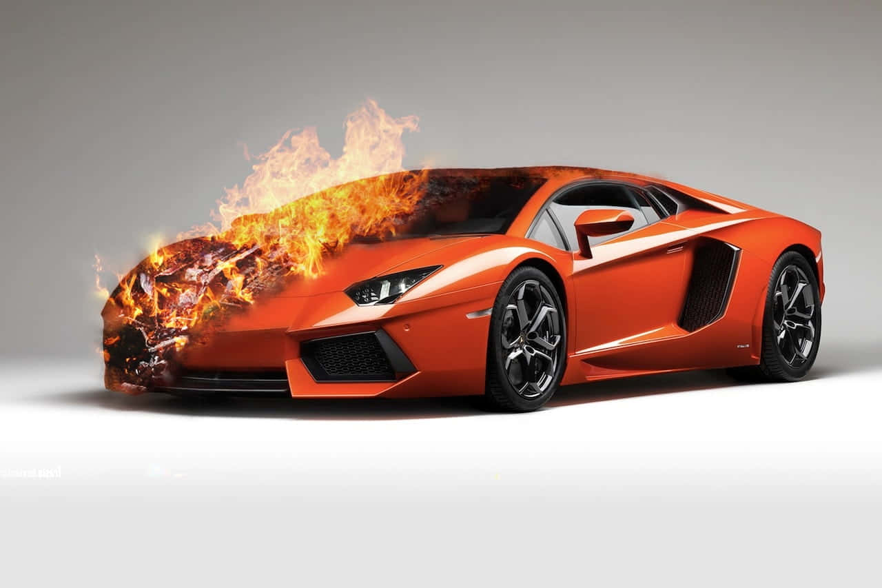 Lamborghini în Flăcări Mașină Portocalie Fundal
