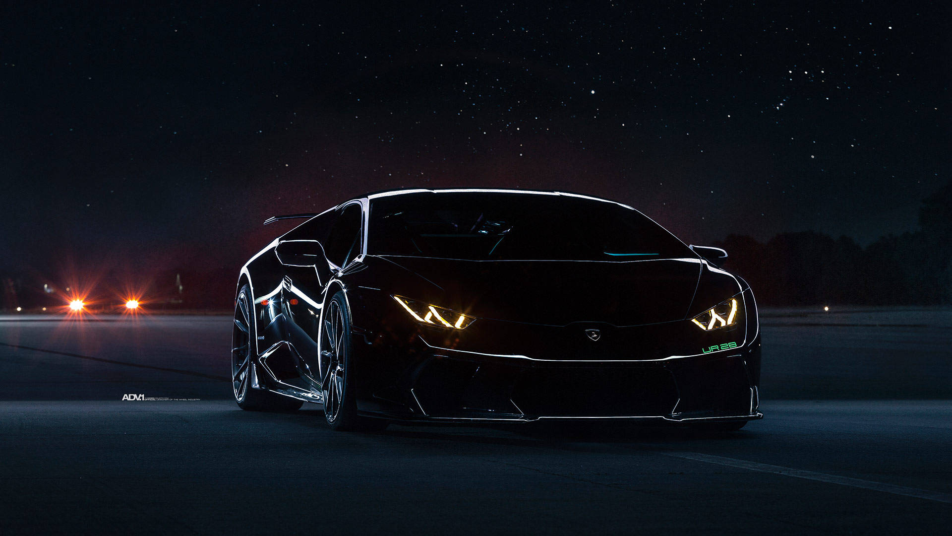 Lamborghini Negru Noaptea Fundal